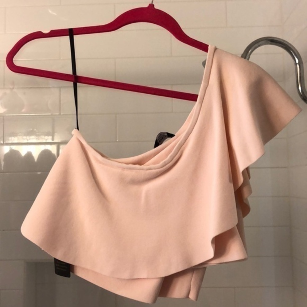 NWT! Bebe Pale Pink Off Shoulder Crop Top